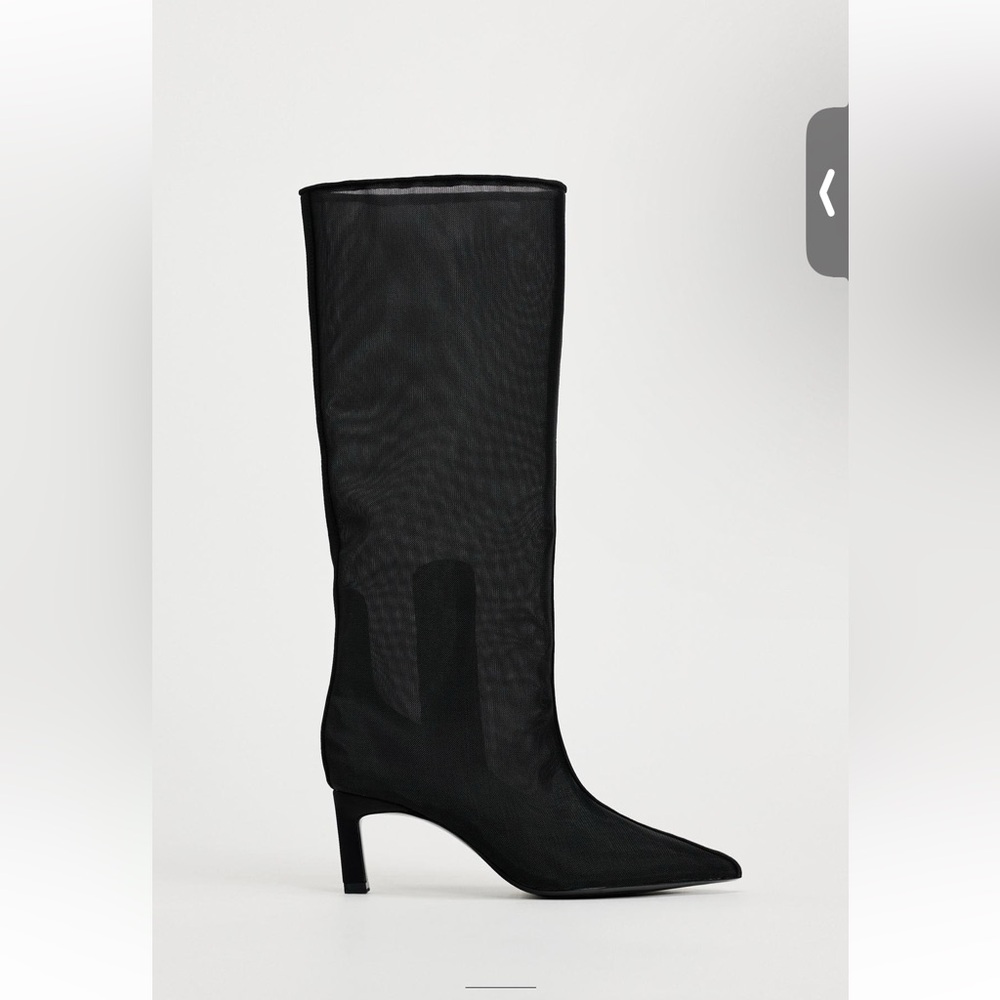 Zara knee high heeled mesh boots